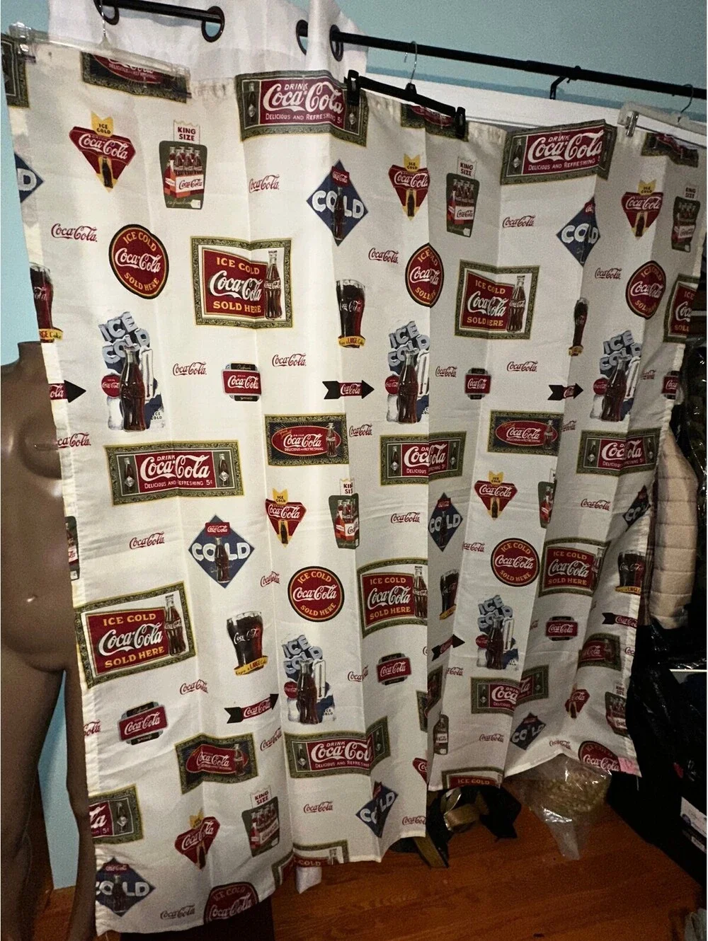 RARE Vintage Coca-Cola Themed Shower/Curtain 68